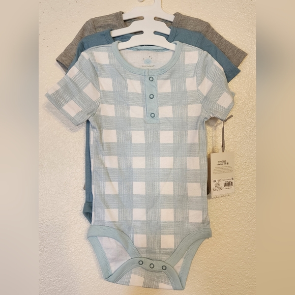 cloud island Other - Set of 3 Cloud Island One Piece Henley Short Sleeve Bodysuit - Size 12 M - NWT